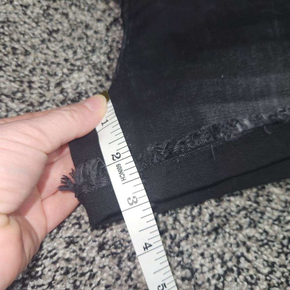 Kancan Black Jean Shorts Button Fly Mid Rise Stretch Destressed Grunge Emo Sz 25 - Picture 9 of 10